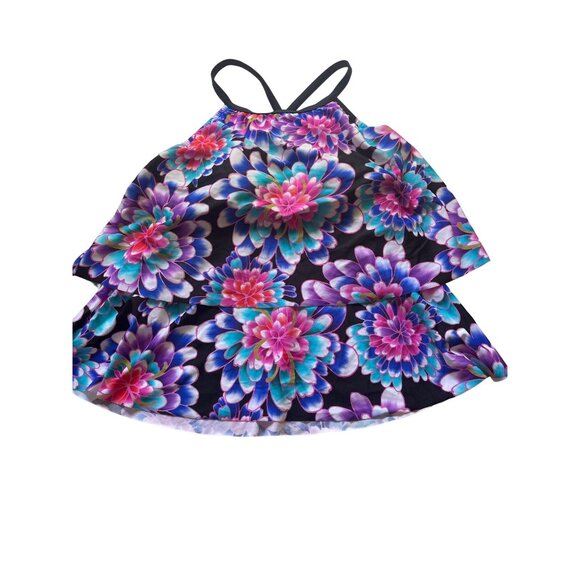 Maxine of Hollywood Floral Swim Top - Black, Blue, Pink - Picture 2 of 7